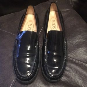 Monday Sale! Tod's paten leather black slip on's
